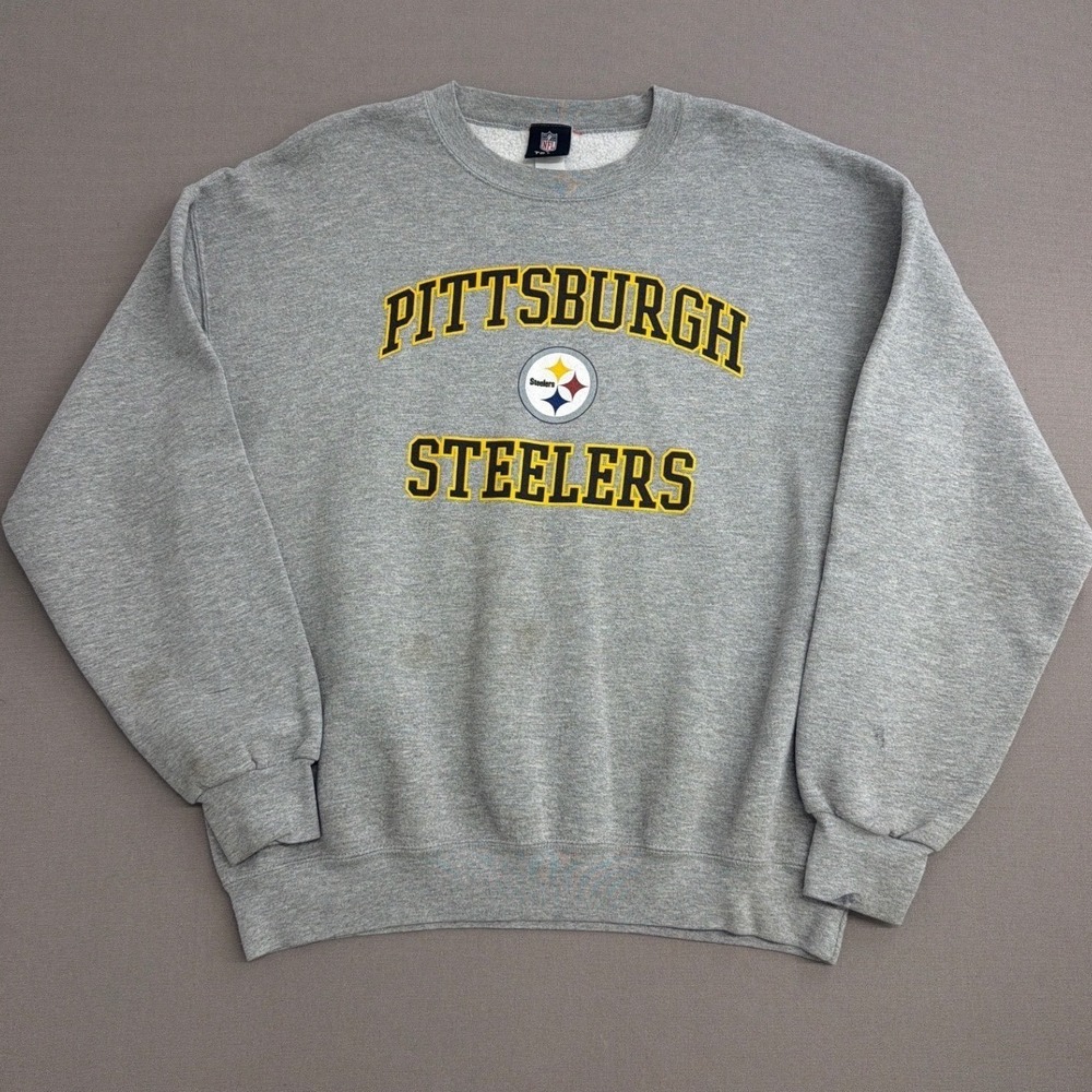 NFL‎ Team Apparel Pittsburgh Steelers Sweatshirt Mens XL Gray Crewneck Pullover